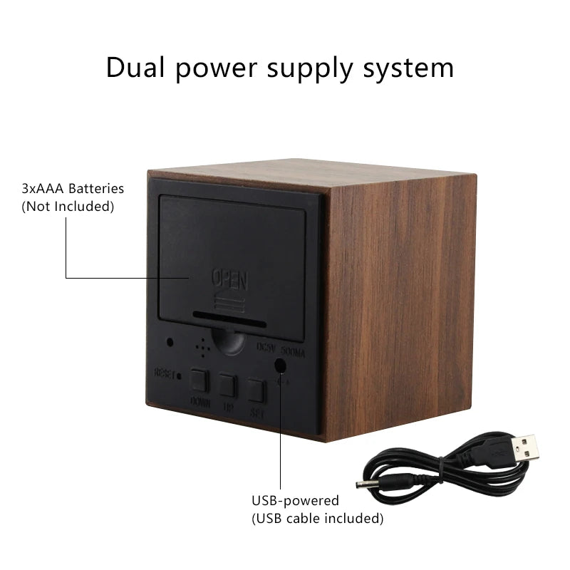 Alarm Clock LED Wooden Watch Table Voice Control Digital Wood Despertador USB/AAA Powered Electronic Desktop Clocks