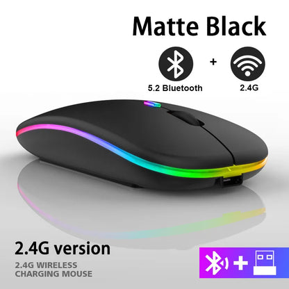 2.4G Wireless Mouse RGB Rechargeable Bluetooth Mice Wireless Computer Mause LED Backlit Ergonomic Gaming Mouse for Laptop PC