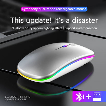 2.4G Wireless Mouse RGB Rechargeable Bluetooth Mice Wireless Computer Mause LED Backlit Ergonomic Gaming Mouse for Laptop PC